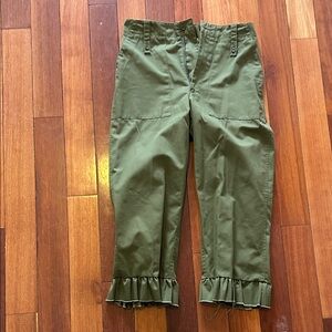 Olive Green Ruffle Hem Pants